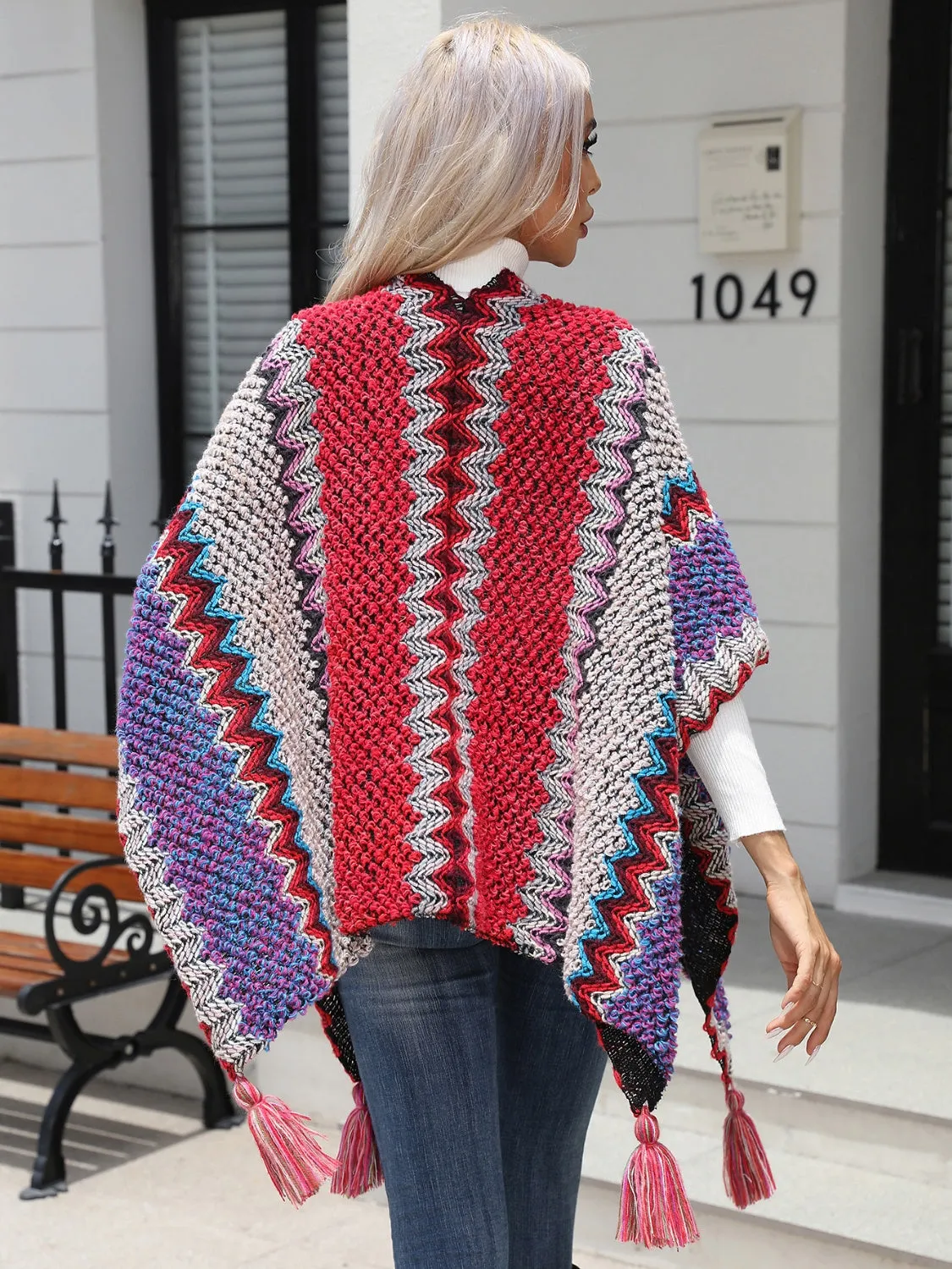 Women's Poncho with Boho Tassels