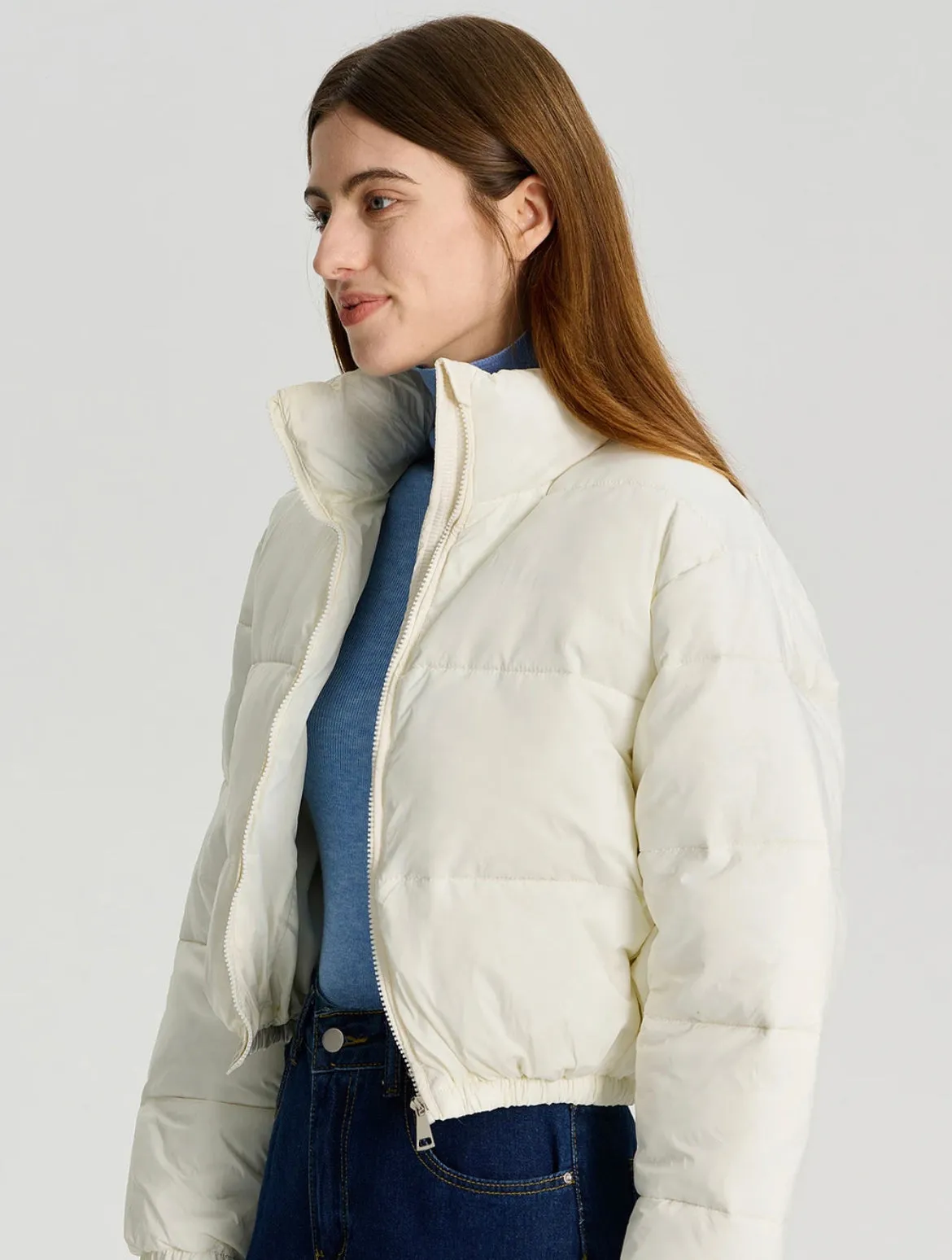 WOMEN'S WHITE PUFFER JACKET