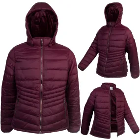 Women's Wine Soft Puffer Wholesale Coats in Assorted Plus Sizes - Bulk Case of 12 Jackets