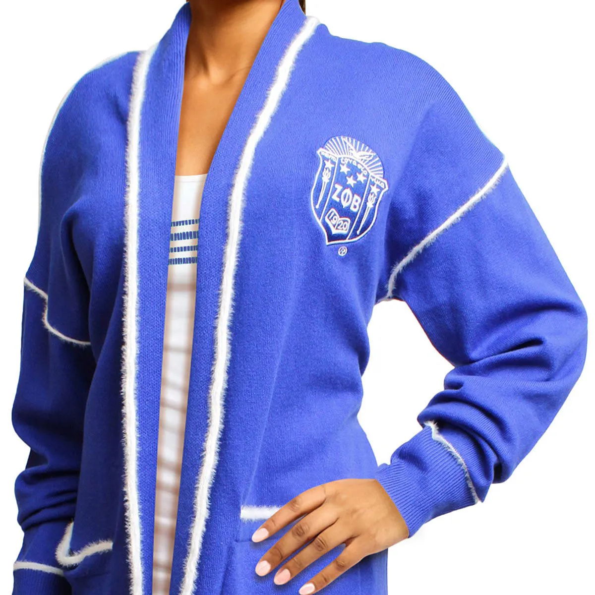 ZPB Zeta Phi Bets Sorority 2XL Long Duster Cardigan Plus Size